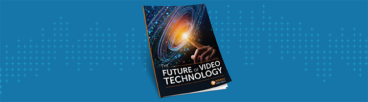 A thumbnail of a report cover, with title 'The Future of Video Technology" and an image of a hand accessing high-tech capabilities.