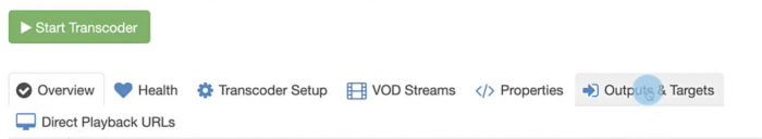 'Outputs and Targets' button in Wowza Streaming Cloud.